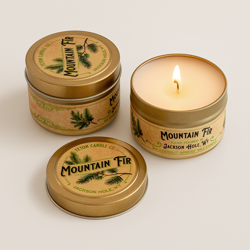 3oz Mountain Fir Candle - Gold Tin